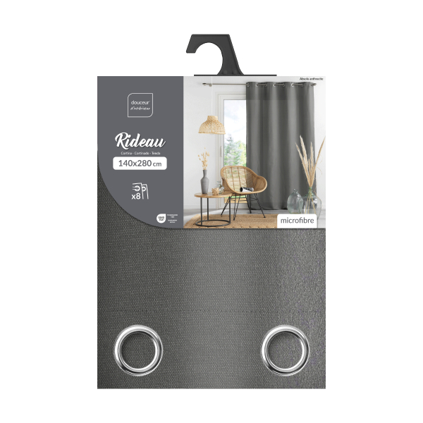 Κουρτίνα (140x280) Με Τρουκς L-C Absolu Charcoal Grey 1607295