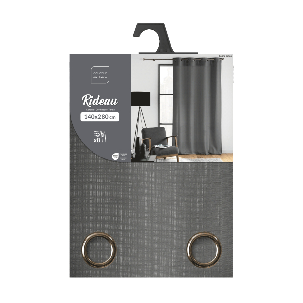 Κουρτίνα (140x280) Με Τρουκς L-C Soline Concrete Grey 1612704