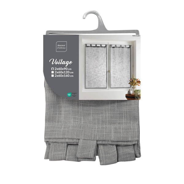 Σετ Κουρτίνες Παραθύρου (60x90) L-C Με Τιράντες L-C Haltona Grey 1625236