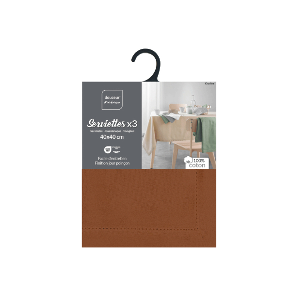 Πετσέτες Φαγητού (Σετ 3τμχ) L-C Charline Mocha 1731399