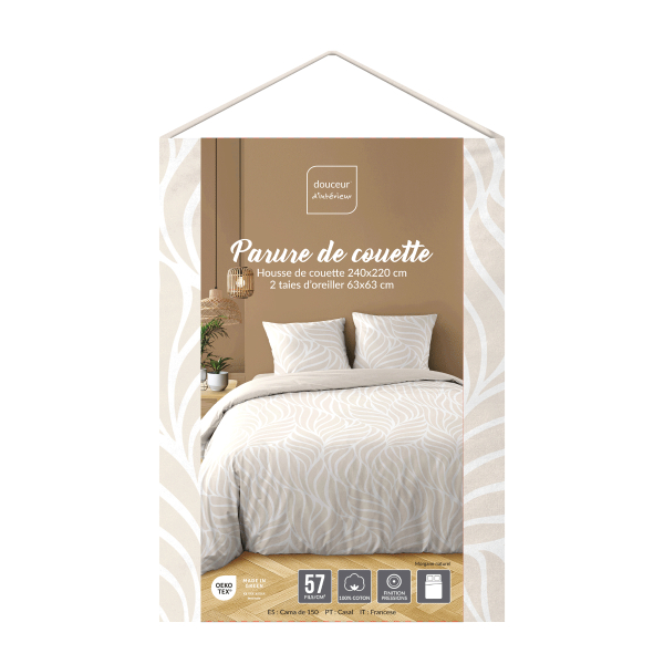 Παπλωματοθήκη Υπέρδιπλη (240x220) 2  Όψεων + Διακοσμητικές Μαξιλαροθήκες L-C Morgane Naturel 1645209