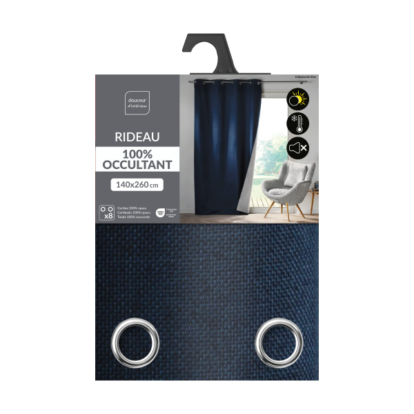 Θερμομονωτική Κουρτίνα Συσκότισης (140x260) Με Τρουκς L-C Crepuscule Blue 1609777