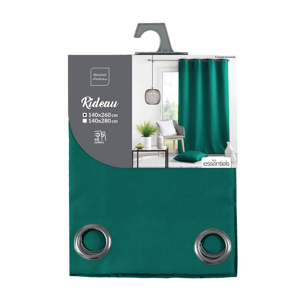 Κουρτίνα (140X260) με Τρουκς L-C Essentiel Emerald Green 1611744 Home Κουρτίνες Σαλονιού Spitishop