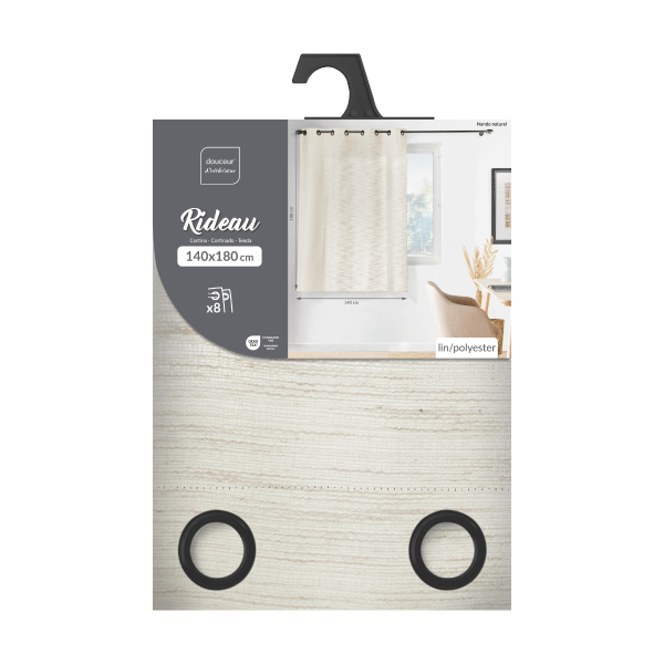 Κουρτίνα Παραθύρου (140x180) Με Τρουκς L-C Nando Naturel 1612960