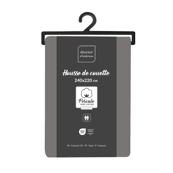 Παπλωματοθήκη Υπέρδιπλη (220x240) L-C Percaline Steel 1644679