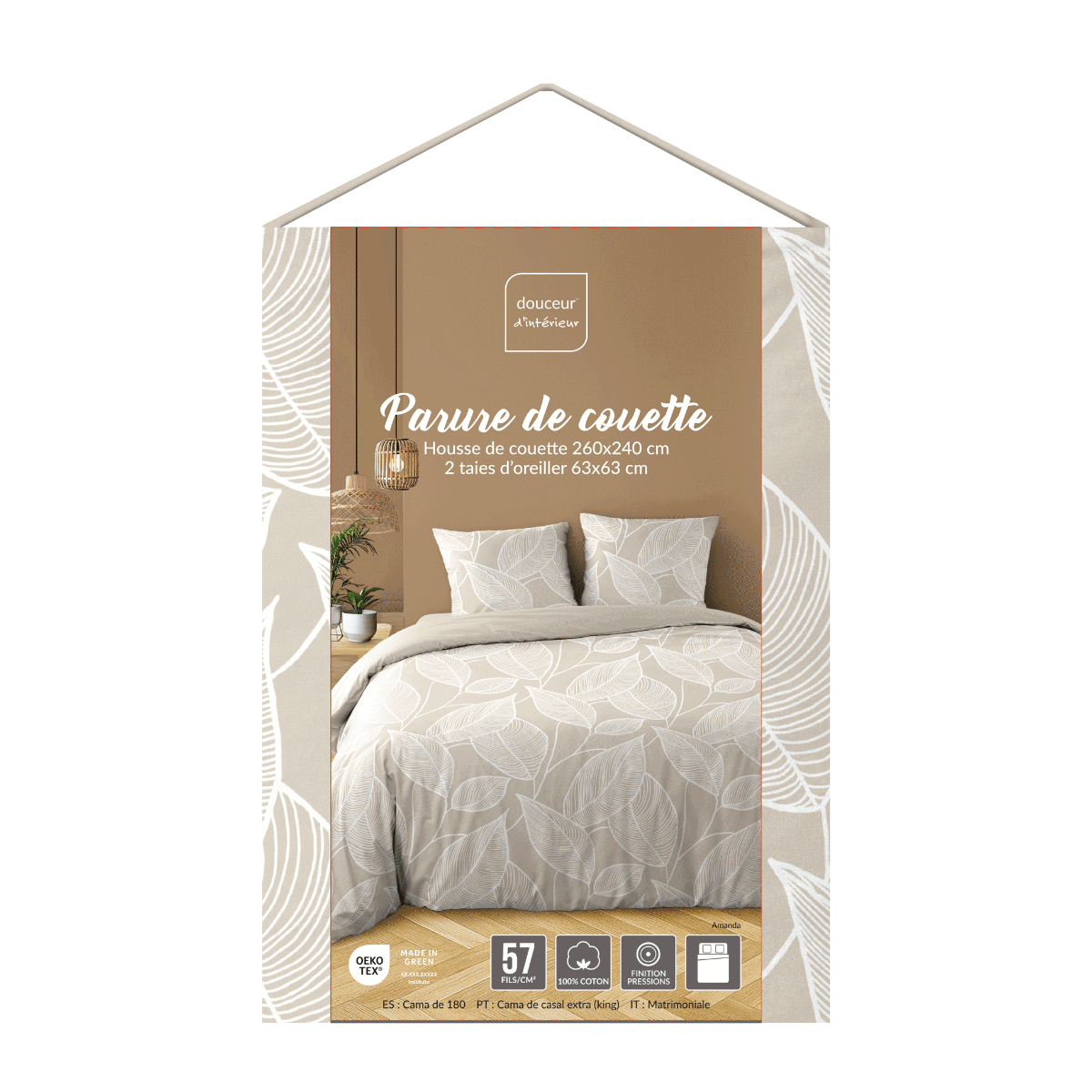 Παπλωματοθήκη King Size (260X240) 2 Όψεων + Διακοσμητικές Μαξιλαροθήκες L-C Amanda Naturel 1645221 Home Λευκά Είδη Κρεβατοκάμαρας Παπλωματοθήκες 