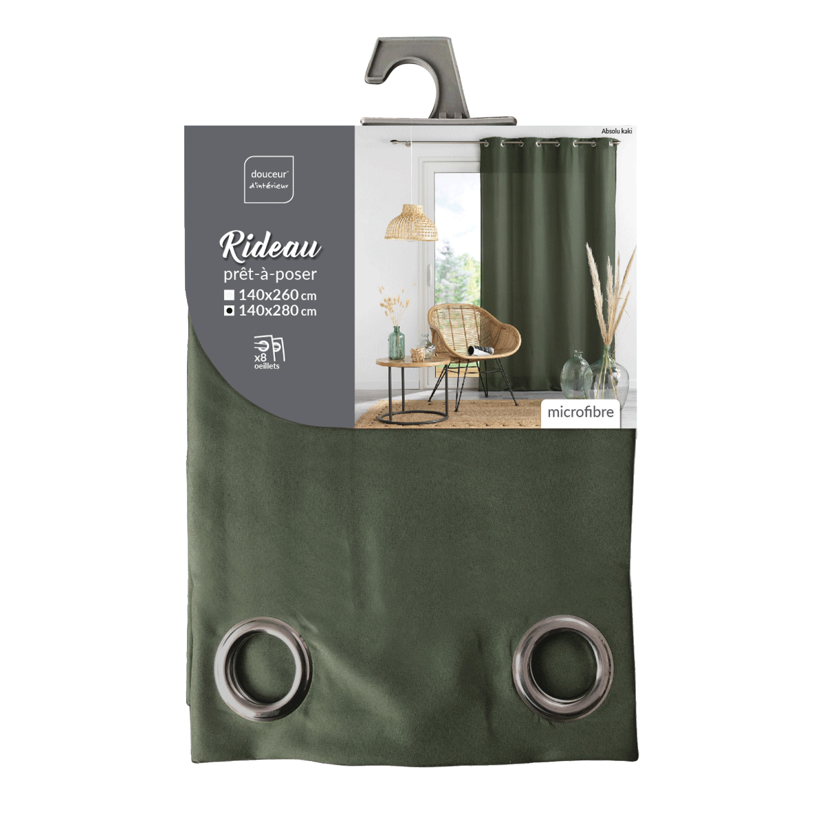 Κουρτίνα (140X280) με Τρουκς L-C Absolu Khaki 1609119 Home Κουρτίνες Σαλονιού Spitishop
