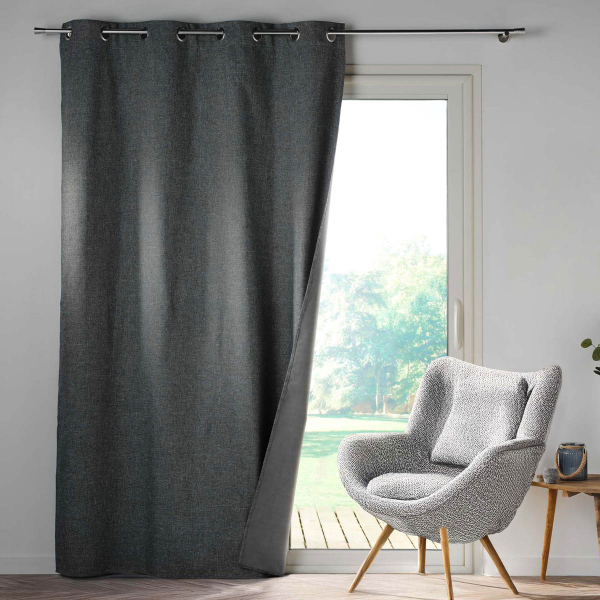 Θερμομονωτική Κουρτίνα Συσκότισης (140x260) Με Τρουκς L-C Crepuscule Charcoal Grey 1609774