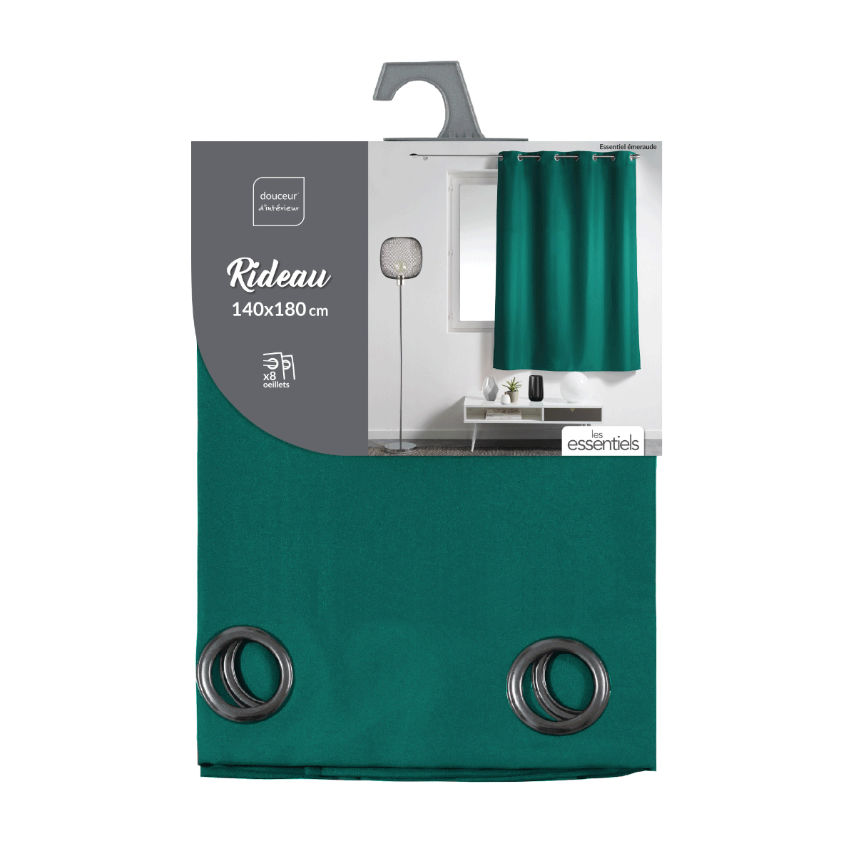 Κουρτίνα Παραθύρου (140X180) με Τρουκς L-C Essentiel Emerald Green 1611741 Home Κουρτίνες Σαλονιού Spitishop