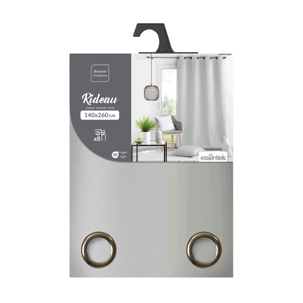 Κουρτίνα (140x260) Με Τρουκς L-C Essentiel Grey 1609127