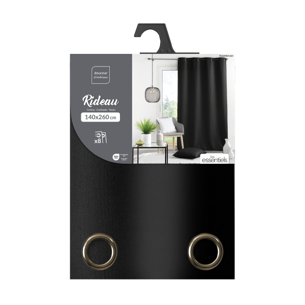 Κουρτίνα (140x260) Με Τρουκς L-C Essentiel Noir 1609135