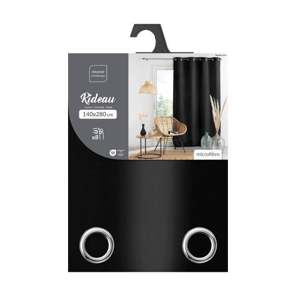 Κουρτίνα (140x280) Με Τρουκς L-C Absolu Black 1607298