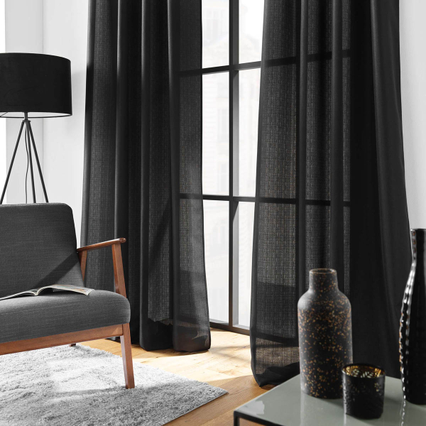 Κουρτίνα (140x280) Με Τρουκς L-C Soline Black 1612705