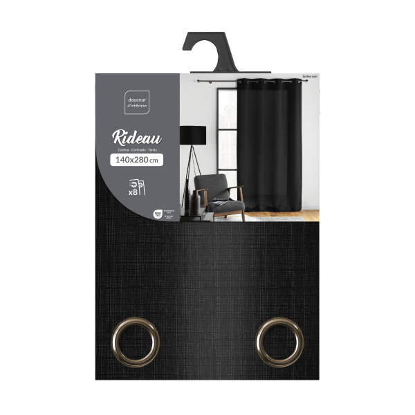 Κουρτίνα (140x280) Με Τρουκς L-C Soline Black 1612705