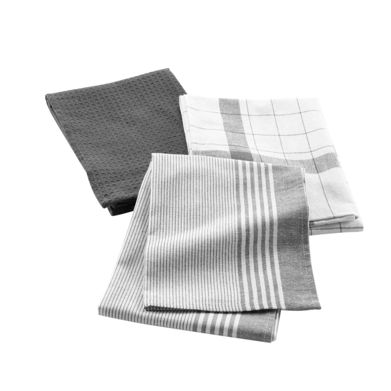 Ποτηρόπανα Κουζίνας (Σετ 3τμχ) L-C Vibrato Charcoal Grey 1731297