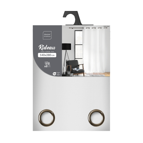 Κουρτίνα (140x280) Με Τρουκς L-C Soline White 1612702