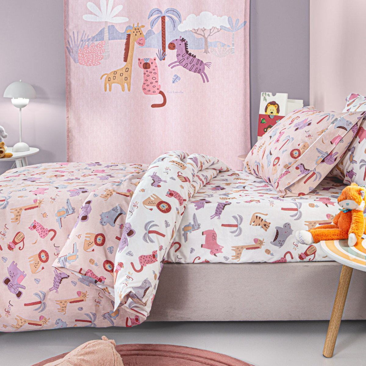 Σεντόνια Μονά (Σετ) Guy Laroche Jungle Pink με Λαστιχο 100X200+28 Home Παιδικά Λευκά Είδη Spitishop