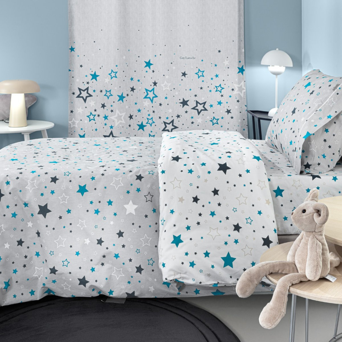 Σεντόνια Μονά (Σετ) Guy Laroche Starland Silver με Λαστιχο 100X200+28 Home Παιδικά Λευκά Είδη Spitishop