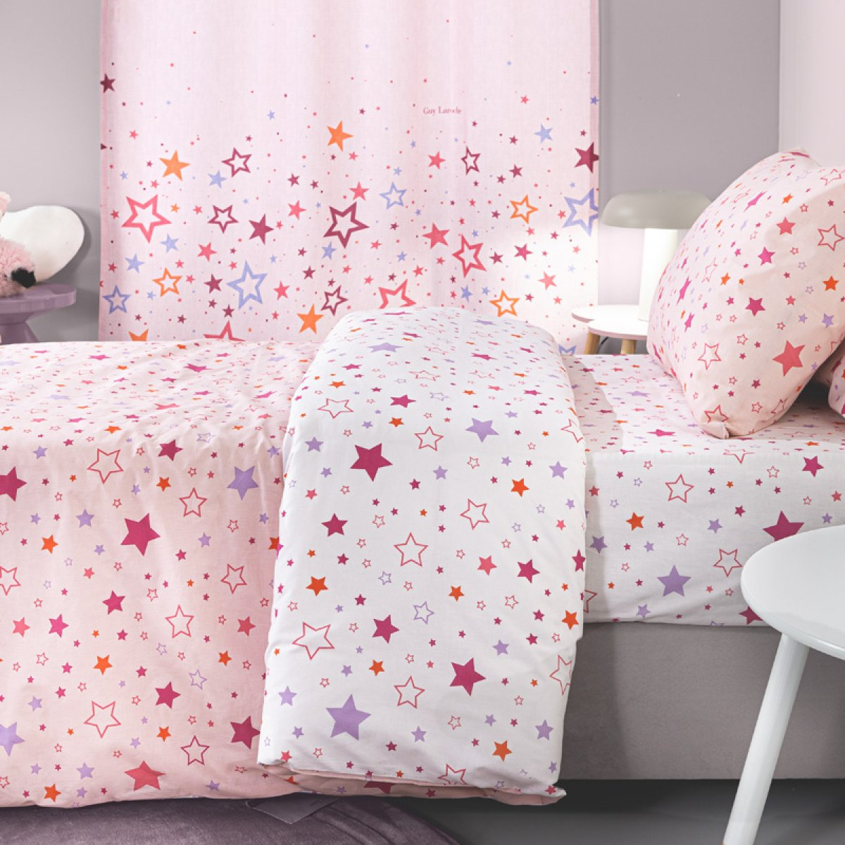 Σεντόνια Μονά (Σετ) Guy Laroche Starland Pink με Λαστιχο 100X200+28 Home Παιδικά Λευκά Είδη Spitishop