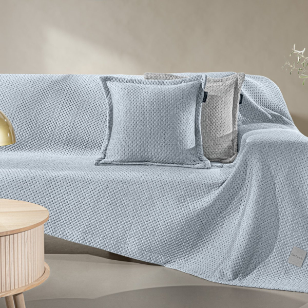 Ριχτάρι Καναπέ Διθέσιου (170x250) + Διακοσμητική Μαξιλαροθήκη (45x45+3) Guy Laroche Cooling Denim Με Δροσιστική Τεχνολογία