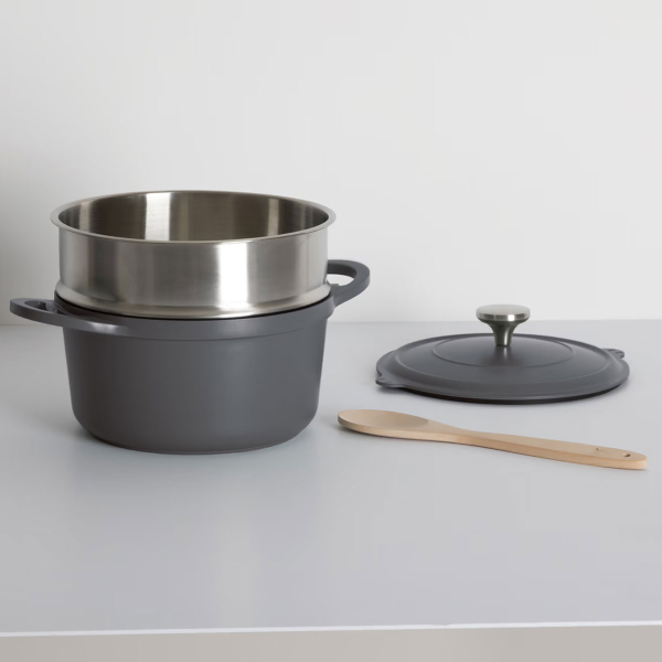 Αντικολλητική Κατσαρόλα Ατμού (24εκ.) Χυτού Αλουμινίου F-V Aluro Grey 189457A