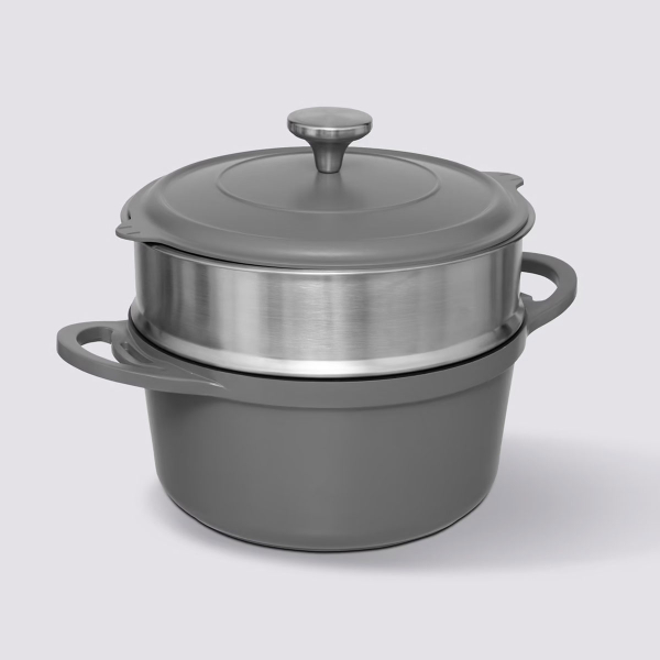 Αντικολλητική Κατσαρόλα Ατμού (24εκ.) Χυτού Αλουμινίου F-V Aluro Grey 189457A