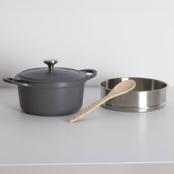 Αντικολλητική Κατσαρόλα Ατμού (24εκ.) Χυτού Αλουμινίου F-V Aluro Grey 189457A