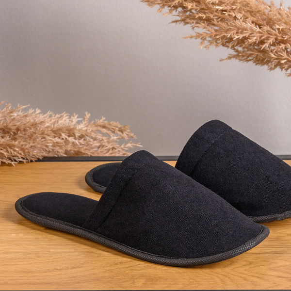 Ζεύγος Παντόφλες Ξενοδοχείου Hotel Ανδρικές/Γυναικείες One Size Poly Fleece Black 7mm