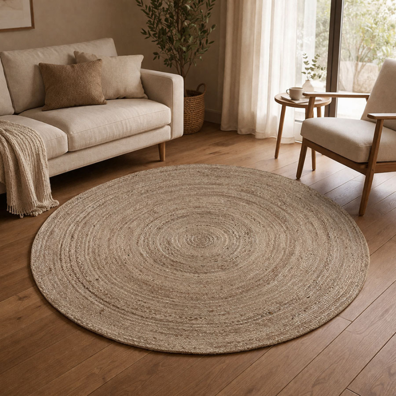 Στρογγυλό Χαλί All Season (Φ100) Pol Rugs & Mats Jute Grey Natural
