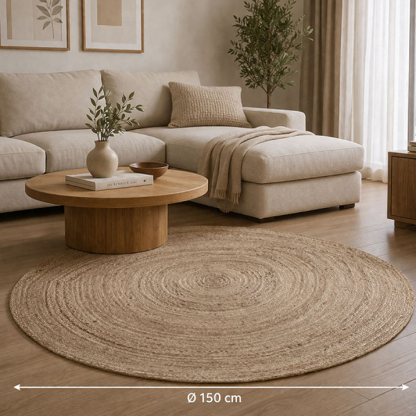 Στρογγυλό Χαλί All Season (Φ150) Pol Rugs & Mats Jute Grey Natural