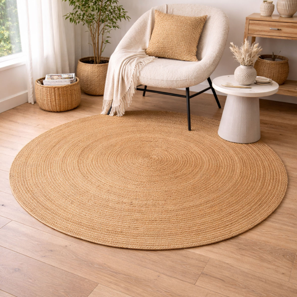 Στρογγυλό Χαλί Καλοκαιρινό (Φ150) Pol Rugs & Mats Natural
