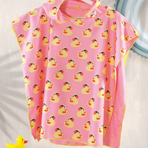 Παιδικό Πόντσο Microfiber (60x60) Rythmos Duck Pink
