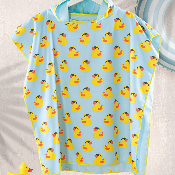 Παιδικό Πόντσο Microfiber (60x60) Rythmos Duck Aqua
