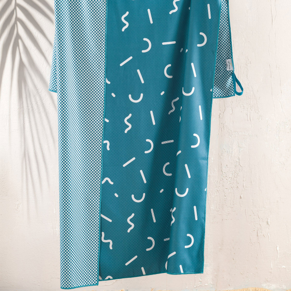 Πετσέτα Θαλάσσης Microfiber 2 Όψεων (90x160) Rythmos Difuse Petrol