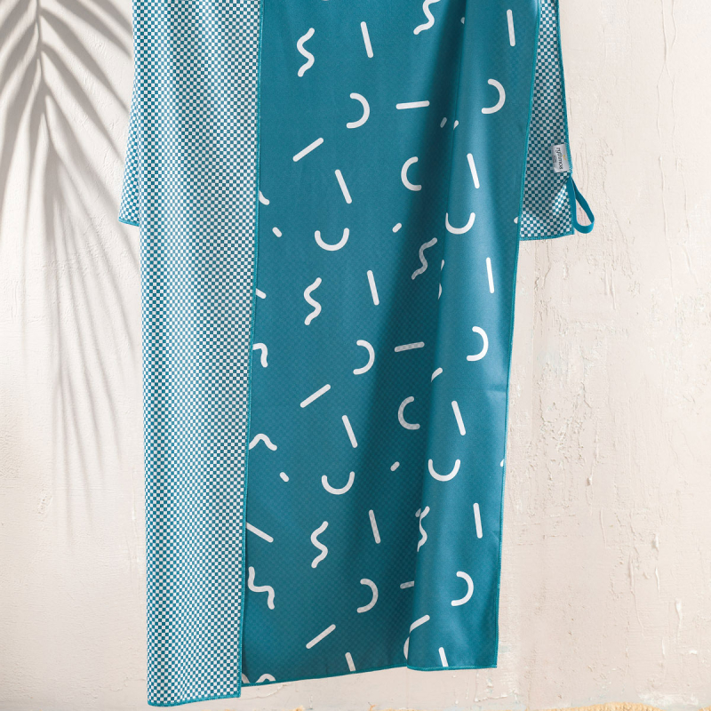 Πετσέτα Θαλάσσης Microfiber 2 Όψεων (90x160) Rythmos Difuse Petrol