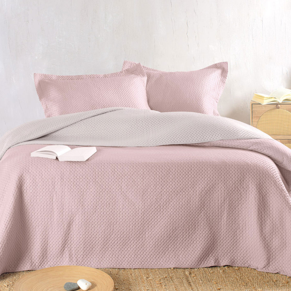 Κουβερλί King Size (Σετ 240x250) 2 Όψεων Rythmos Allure Powder-Beige