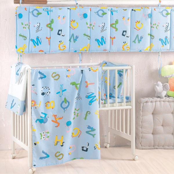 Παπλωματοθήκη Κούνιας (Σετ 110x160) Rythmos Baby Letterland Blue