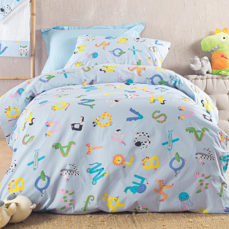 Κουβερλί Μονό (Σετ 160x240) Rythmos Symbol Letterland Blue