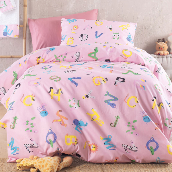 Κουβερλί Μονό (Σετ 160x240) Rythmos Symbol Letterland Pink
