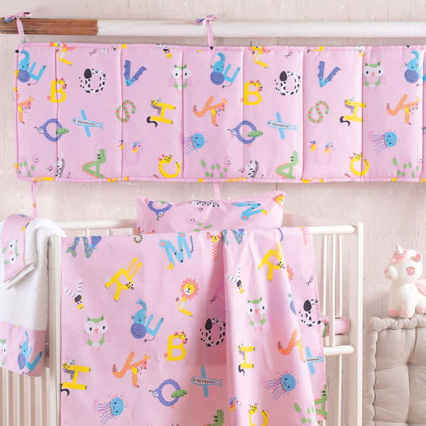 Πάντα Κούνιας (200x43) Rythmos Baby Letterland Pink