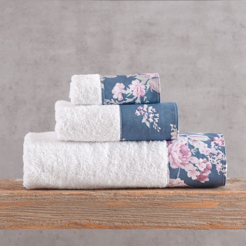 Πετσέτες Μπάνιου (Σετ 3τμχ) Rythmos Springtime White-D.Blue 500gsm