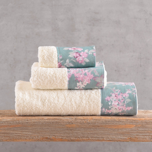 Πετσέτες Μπάνιου (Σετ 3τμχ) Rythmos Springtime Ecru-Green 500gsm