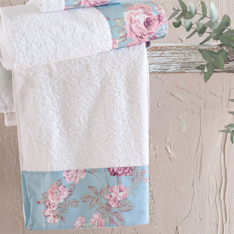 Πετσέτες Μπάνιου (Σετ 3τμχ) Rythmos Springtime White-Green 500gsm