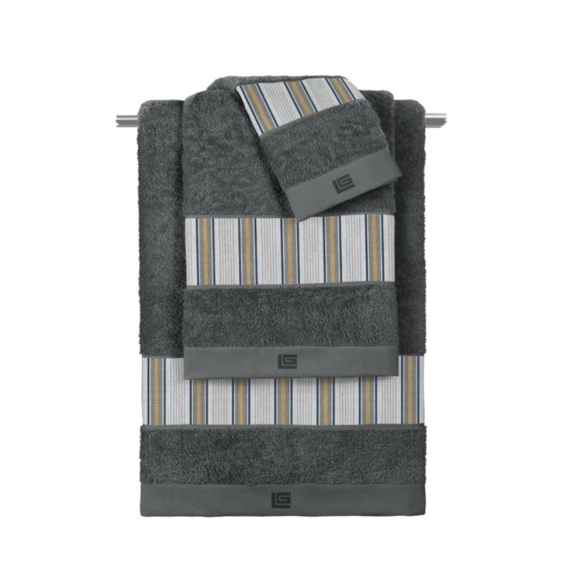Πετσέτες Μπάνιου (Σετ 3τμχ) Guy Laroche Pinstripe Grey - Anthracite 500gsm