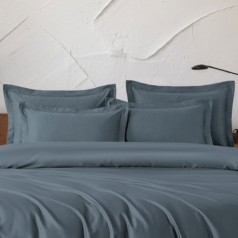 Ζεύγος Μαξιλαροθήκες Oxford (50x70) Rythmos Tencel Glacier Grey-Blue