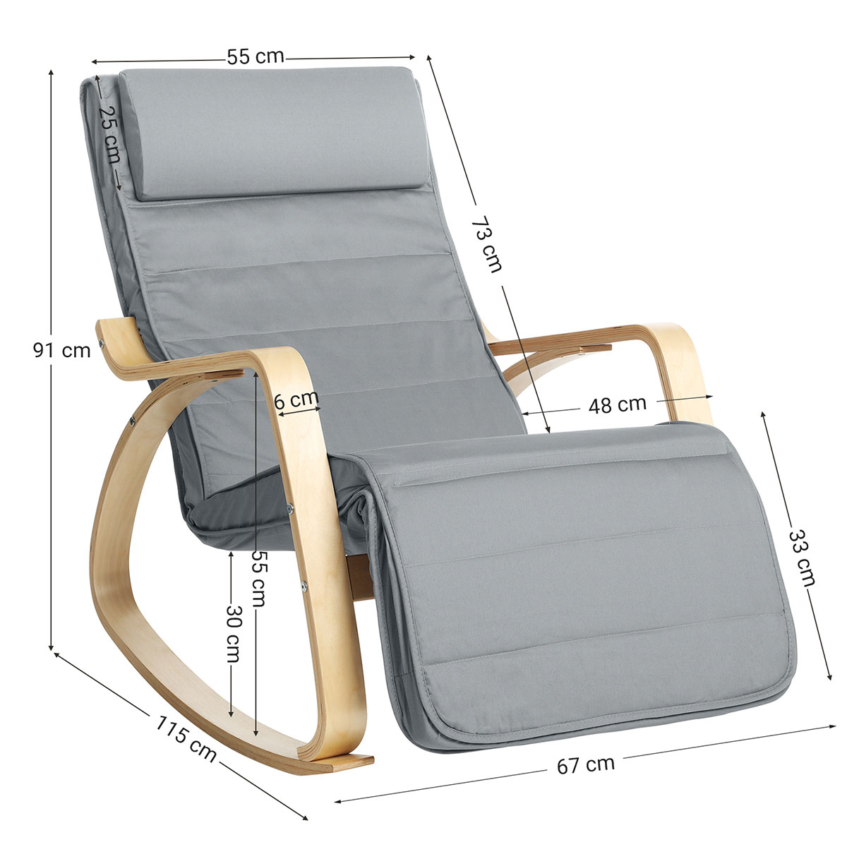 Κουνιστή Πολυθρόνα Relax (67X115X91) Songmics Lyy010Gz02 Home Έπιπλα Σαλονιού Πολυθρόνες Spitishop