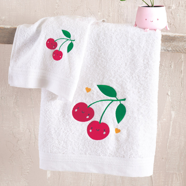 Πετσέτες Μπάνιου (Σετ 3τμχ) Rythmos Cherries 500gsm