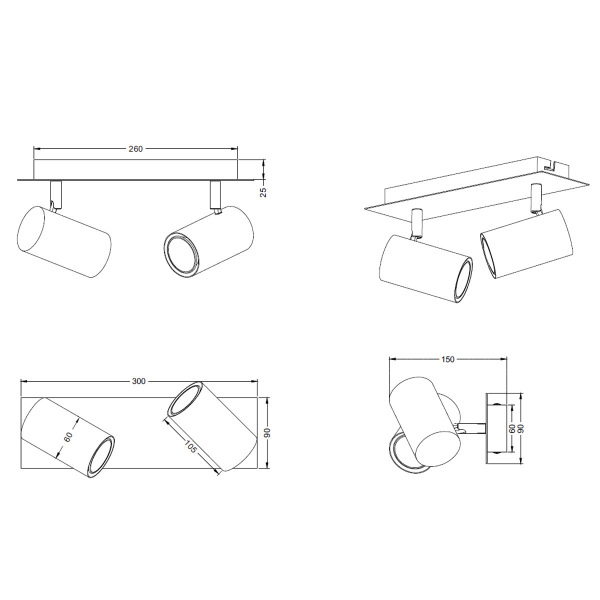 Σποτ Δίφωτο Trio Lighting Marley White 802400201