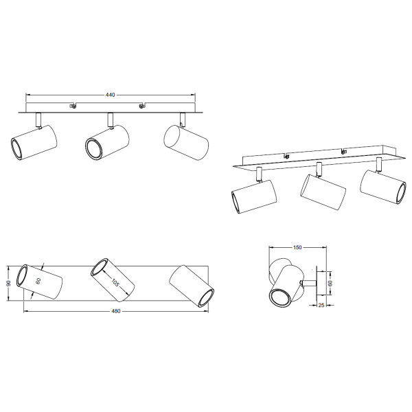 Σποτ Τρίφωτο Trio Lighting Marley White 802400301
