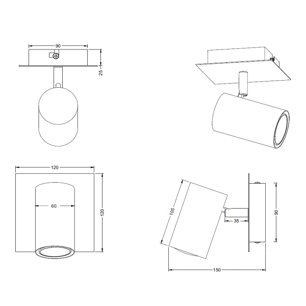 Σποτ Μονόφωτο Trio Lighting Marley Silver 802400107